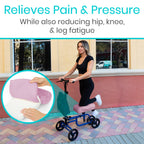 Vive Mobility Knee Scooter Pad Cover - Soft Plush Adult Sheepskin Memory Foam Cushion, Walker Accessory for Knee Roller, Padded Accessories Leg Cart Improves Comfort with Injury, Universal Fit (Pink)