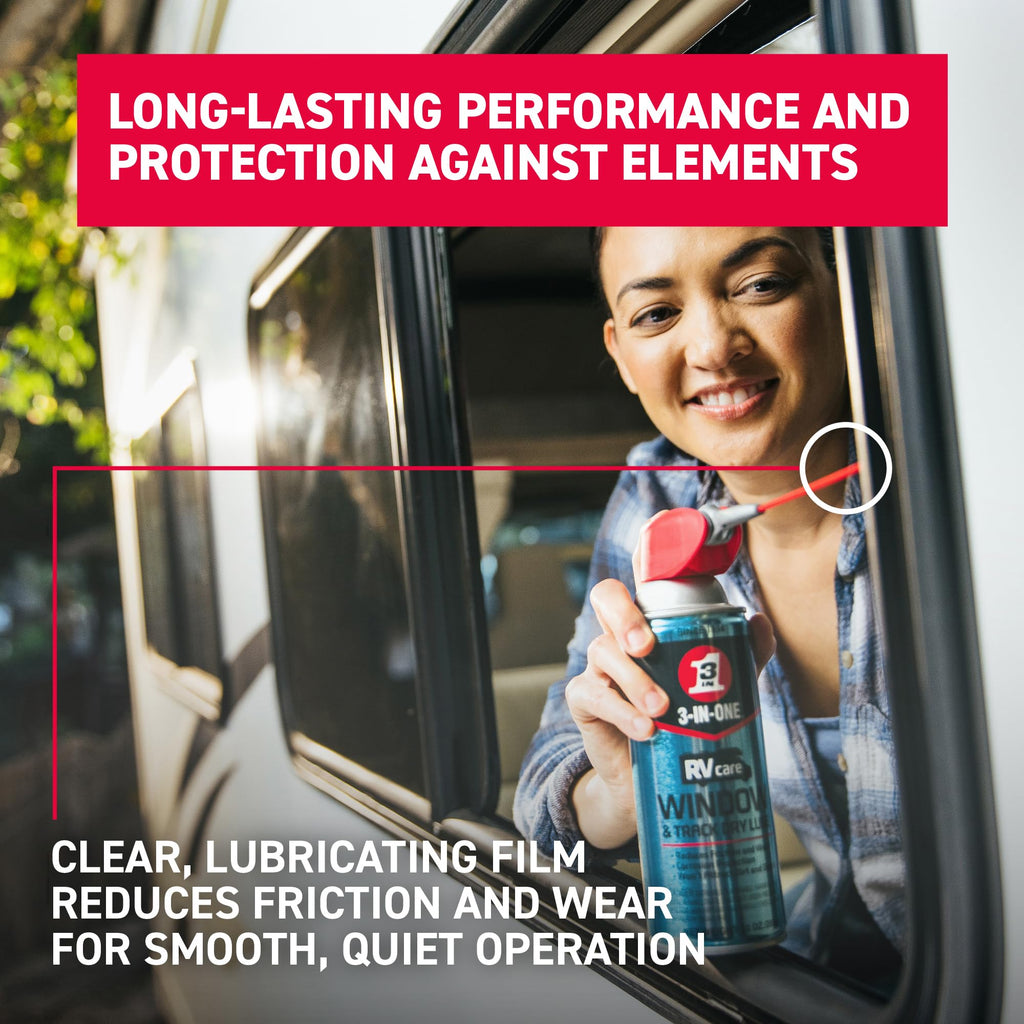 3-IN-ONE RV Care Trio Pack Includes Slide Out Lube 11 oz, Window & Track Lube 10 oz and Rubber Seal Conditioner 11oz.
