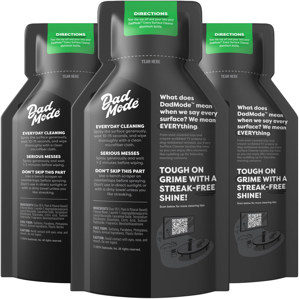 DadMode Home Surface Cleaner | 1000 Uses | Streak-Free Multi-Surface Cleaner | 3-Pack Refill | Kitchen, Bathroom & Household Spray | Sandalwood & Suede