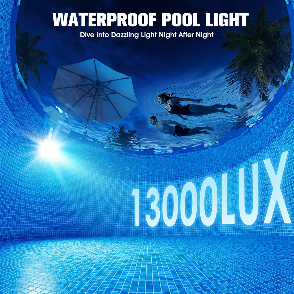 LightHacker Solar Pool Lights for Metal Frame Above Ground Pool, Upgraded Solar Lights w/LCD Pool Thermometer,Underwater Led Lights for Pool Accessories,Swimming Pool Lighting with 10 Light Modes,1PC