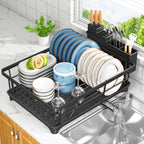Kmiectse Dish Drying Rack for Small Kitchen Counter with Utensil Holder