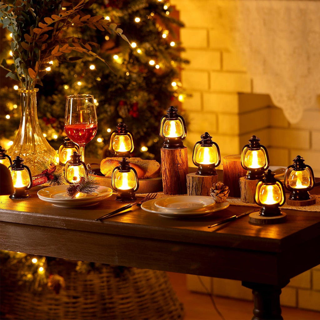 Ferraycle 12 Pcs Mini Lanterns Bulk 4 Inch Black Lamp Table Centerpieces