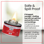 6 Pack Chafing Fuel 6 Hour Burn – Odorless, Smokeless & Spill-Proof Wick, 7oz Food Warmer Fuel for Chafing Dish Buffet Set & Catering Use, LeoLight