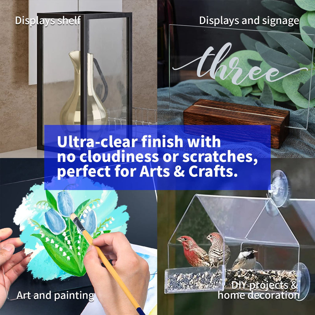 Art3d Plexiglass Sheets, Clear & Flexible, 2-Pack of 16 x 12"