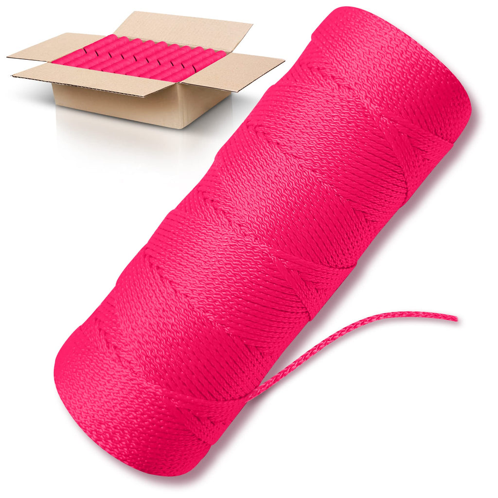 Pink Mason Line String Line - 36 Roll Pack - #18 Braided Nylon String - 1000 Ft Length Per Roll - Nylon Twine for Gardening Or Masonry Tools - Perfect Construction String for A String Level