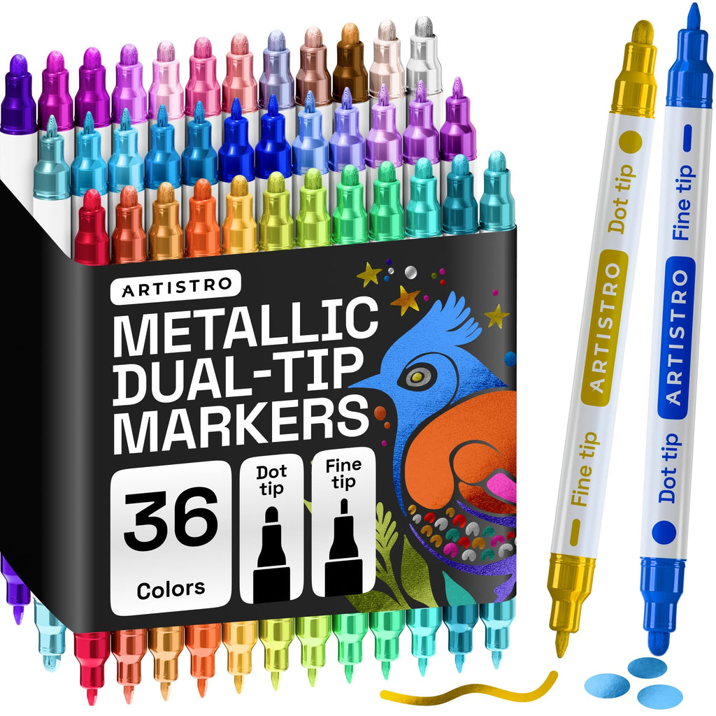 ARTISTRO 36 Metallic Dual-Tip Acrylic Paint Marker Pens