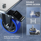 3 Inch Swivel Stem Caster Wheels Heavy Duty Threaded Stem Mount Casters Set of 4 with American Size UNC 3/8"-16 x 1