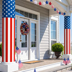 Frienda 4 Pack 4th of July American Flag Column Wraps 108 x 54 Inch Striped Porch Independence Day Column Wraps with 1 Roll Tape Disposable Pillar Wrap for Independence Day Party Outdoor Decor