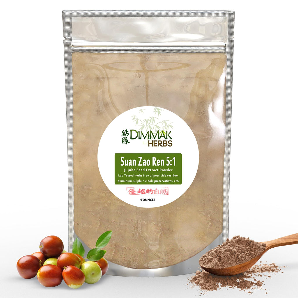 Dimmak Herbs Organic Suan Zao Ren 5:1 Extract (Sour Jujube Seed)- Premium Natural Sleep Aid for Occasional Sleeplessness, Stress Relief & Night Sweats- Calms The Spirit (Shen)- Non-Habit forming (4oz)