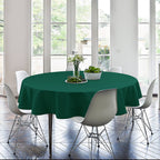 Hiasan Round Tablecloth 80 Inch - Waterproof Stain Resistant Spillproof Polyester Fabric Table Cloth for Dining Room Kitchen Party, Hunter Green