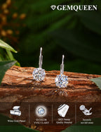 GEMQUEEN Moissanite Leverback Earrings 925 Sterling Silver 2CT
