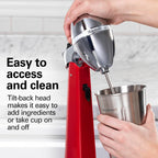 Hamilton Beach DrinkMaster Electric Drink Mixer, Retro Milkshake Maker & Milk Frother, 2 Speeds, Extra-Large 28 oz. Stainless Steel Cup, Red