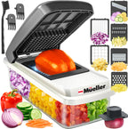 Mueller Vegetable Chopper Mandoline Slicer, Food, Cook's Tool, Veggie Chopper Onion Vegetable Cutter with Container, Dicer, Kitchen Gadgets & Essentials, White Sand/Grey
