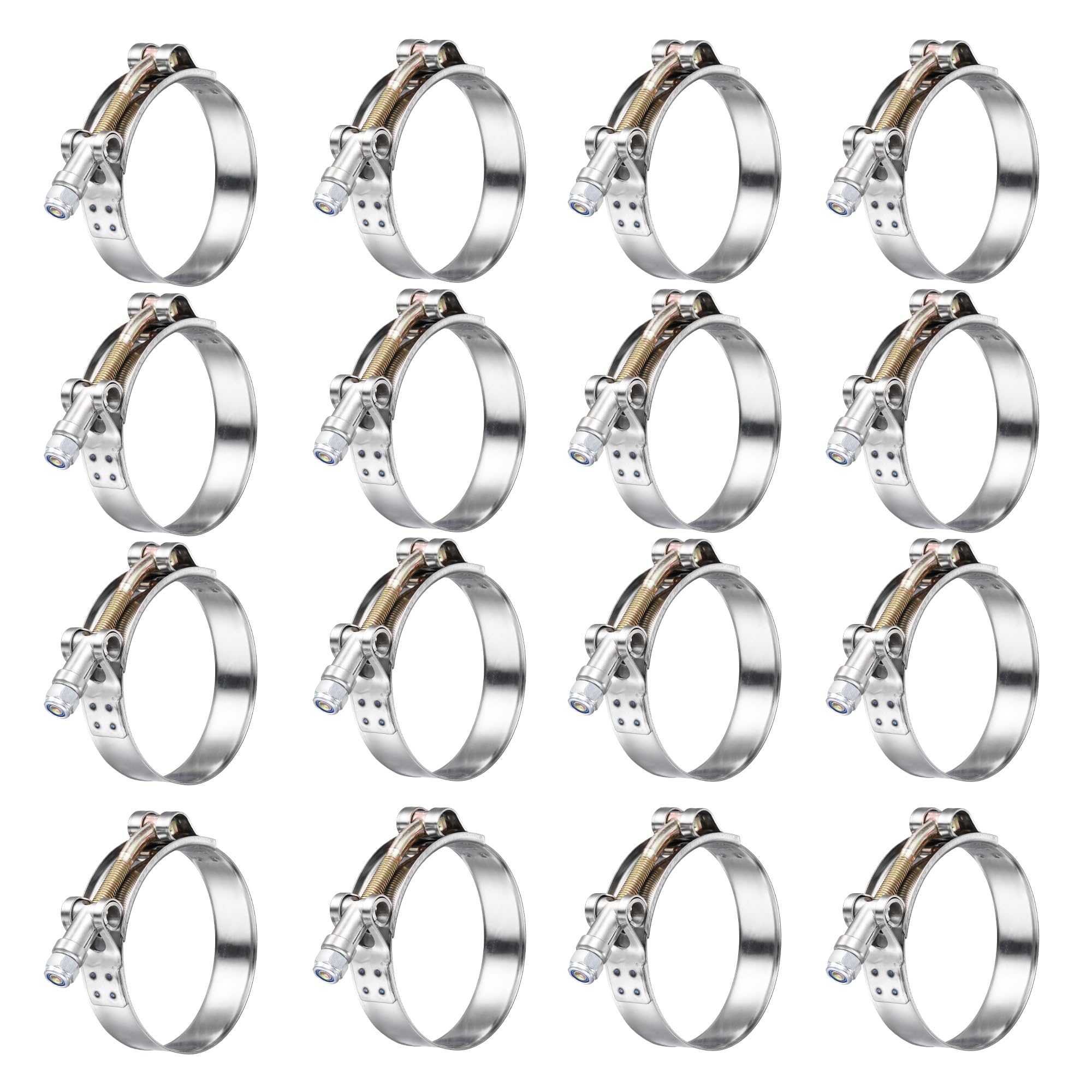SEKSUALA 16Pack 1" T Bolt Hose Clamps - 304 Stainless Steel Turbo Intake Clamp for Turbo Tubes, Intercooler Pipes, Heavy Duty Radiator Hose Clamps Adjustable Range 34mm-40mm for 1" Hose ID