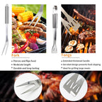 11Pcs Stainless Steel BBQ Grilling Accessories Set, Dad Gifts for Men Christmas Grilling Gifts,Portable Practical Grill Tools Utensils Kit with Storage Bag for Outdoor Grill Camping Backyard