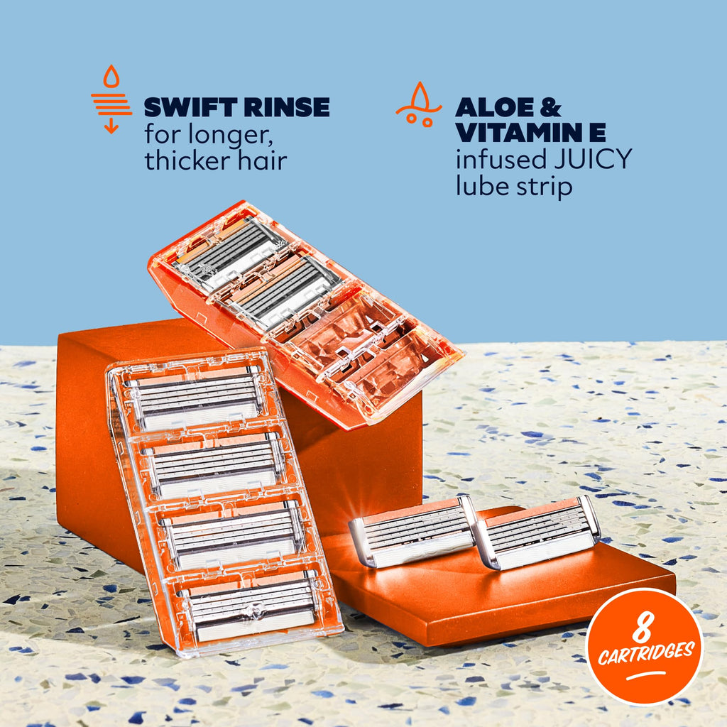 Dollar Shave Club - 4 Blade Razor Refills (8 Pack) - Razors for Men