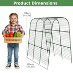 Cucumber Trellis, Metal Garden Arch Trellis for Raised Bed, 48 x 48inch U-Shape Garden Trellis for Climbing Plants Outdoor, Vegetables Fruit Plant Support with Netting, Gardening Supplies (Green)