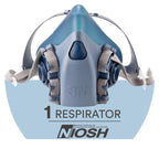 3M Reusable Respirator Half Facepiece 7503, NIOSH, 3M Cool Flow Valve, Dual Airline Supplied Air Compatible, Integrated Dropdown Suspension, Bayonet Connections, For Chemical Handling, Painting, Large