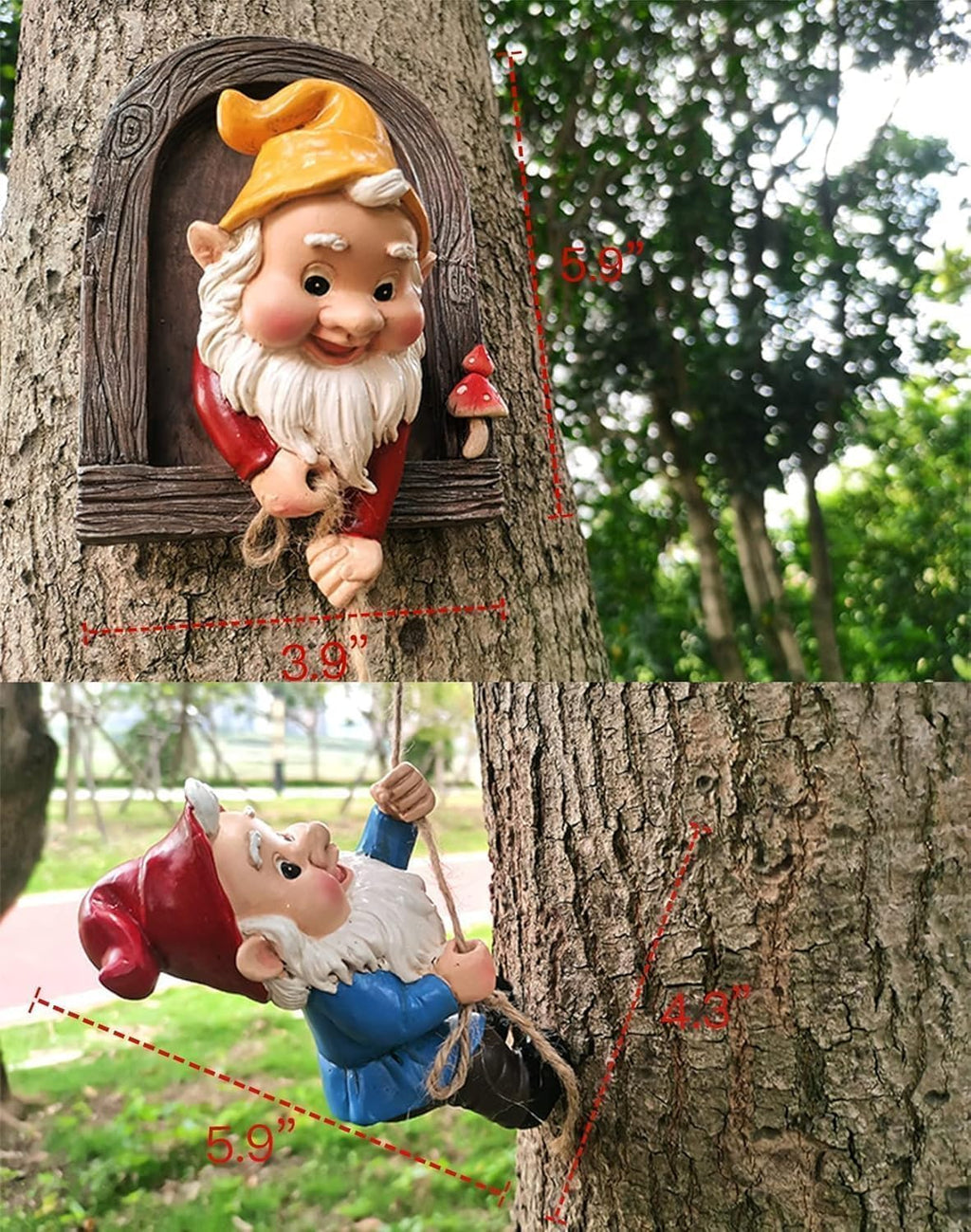 LYQTloml Climbing Gnomes Tree Decor - Cute Gnome Garden Statue Art Resin Dwarf Sculpture for Yard Outdoor Decoration Ornaments