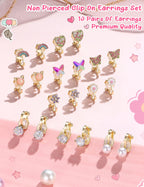 THUNARAZ 10Pairs Clip On Earrings for Women Lightweight Gold Non Pierced