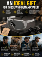 FOSHANEER UV400 Photochromic Polarized Safety Glasses - Impact Resistant Outdoor Sports Eyewear with Transition Lenses - Anti-Glare Protective Work Sunglasses for Cycling, Driving & Fishing (Bule)