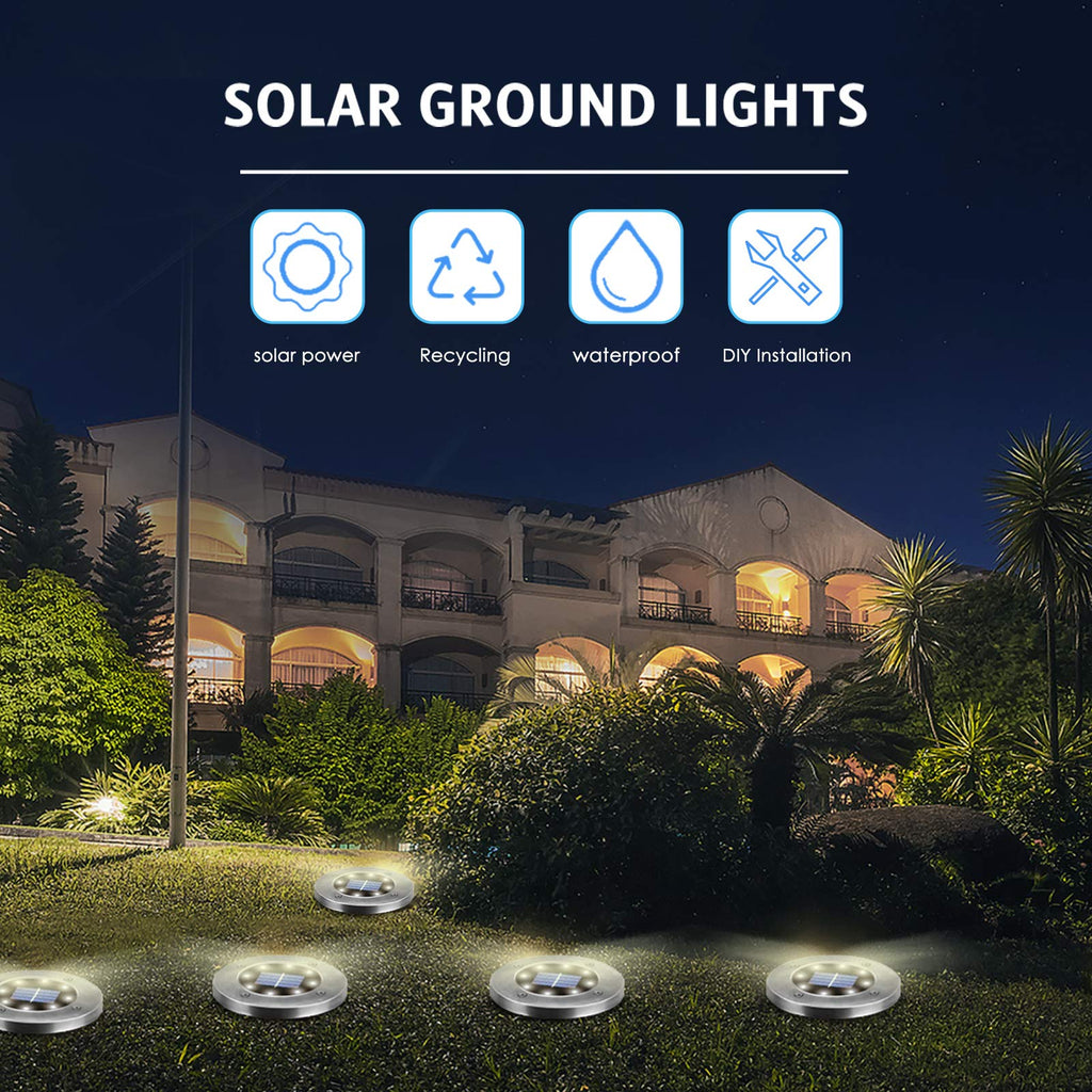 OULONGER Solar Ground Lights 16 Packs, Garden Solar Outdoor Waterproof Pathway Bright In-Ground Landscape Lights for Patio, Lawn, Yard, Driveway, Step and Walkway White Light