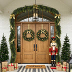N&T NIETING 9FT Christmas Norfolk Pine Garland Real Touch Artificial Greenery Garlands Faux Winter Garland for Mantle Fireplace Table Stair Front Door Indoor Outdoor Holiday Xmas Decorations (1 Pcs)