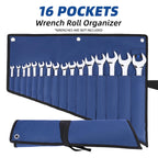ROCKCOON 16 Pockets Wrench Roll Organizer (Blue+Green)