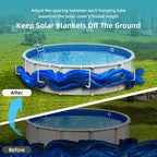 POOL HELPER Adjustable Solar Cover Holder for Steel-Wall Above Ground Pools - Heavy-Duty 5-Pack, No Drilling Required