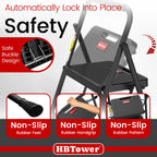 HBTower Step Ladder, 4 Step Ladder Folding Step Stool with Wide Anti-Slip Pedal, Lightweight Ladders for Home, Black