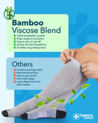 Doctor's Select® Bamboo Viscose Light Compression Socks for Women & Men - 3 Pairs, Knee High Comfort and Support, 8-15 mmHg Compression Socks Women, Gray, Blue, Rose
