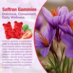 Aurear Saffron Gummies, 10-in-1 Saffron Supplement, Contains 88.5 mg of Saffron Extract, Mood & Sleep Support, Sugar-Free, Strawberry Flavor, 60 Count