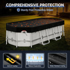 LXKCKJ 8x14 FT Rectangular Pool Cover for Above Ground Pool, Solar Oval Pool Cover Protector, Winter Pool Cover with Accessories Set Ideal for Cold and UV Resistant, Dustproof (Black)
