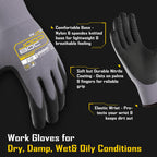 COOLJOB 12 Pairs Nitrile Rubber Coated Nylon Safety Work Gloves Pack Bulk, Dotted for Non-Slip Grip, Breathable Soft Seamless Knit Nitrile Dipped Gloves for Warehouse, Home Improvement, Yard, Small