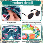 GANSHAYA Summer Goose Outfits Porch Goose Hawaiian Outfit 23 Inch Tropical Goose Clothes with Swim Trunks Sun Hat Sunglasses Swim Ring for Geese Statue Spring Summer Decor (Flamingo)