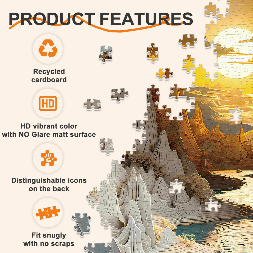 Masseruon Puzzles for Adults 1000 Pieces-Sunset Canyon Round Hard Puzzle