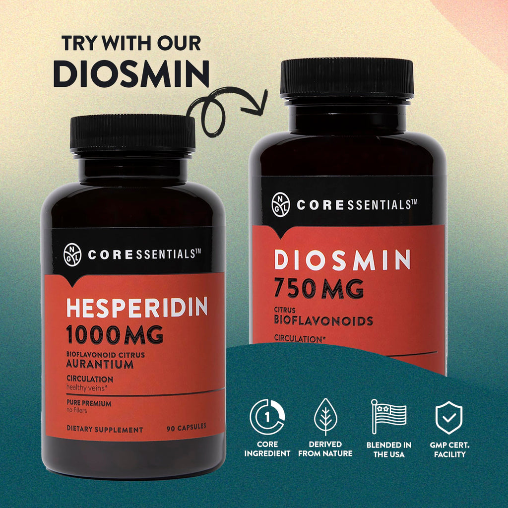 Hesperidin 1,000mg - 100% Pure Ingredient no Mixes or Additives for Blood Circulation, Leg Veins Health, Purity Guarantee 90 Capsules