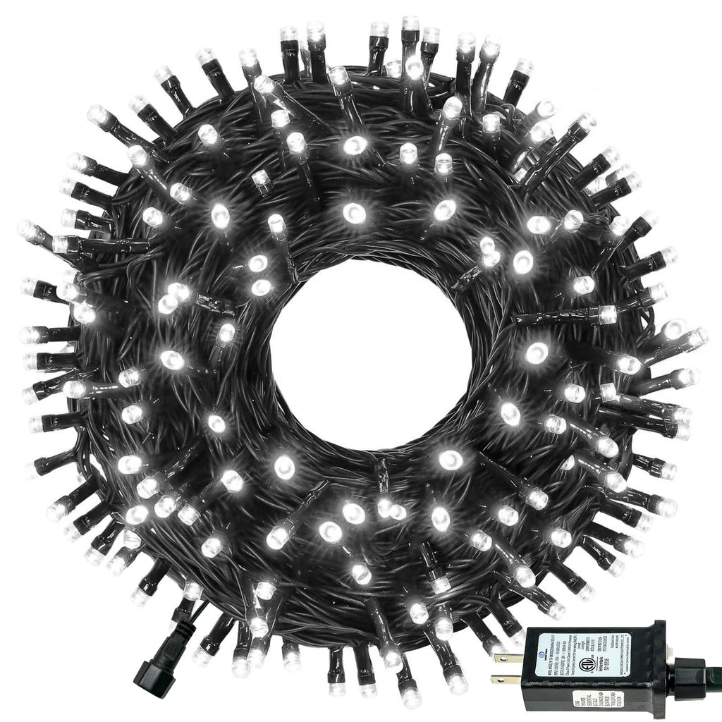 Connectable 100LED 42Ft 13Modes Christmas String Lights Indoor Outdoor | Extendable Green Wire Cool White Christmas Tree Lights with Timer | Twinkle Fairy Light Plug in for Xmas Tree(Cool White)