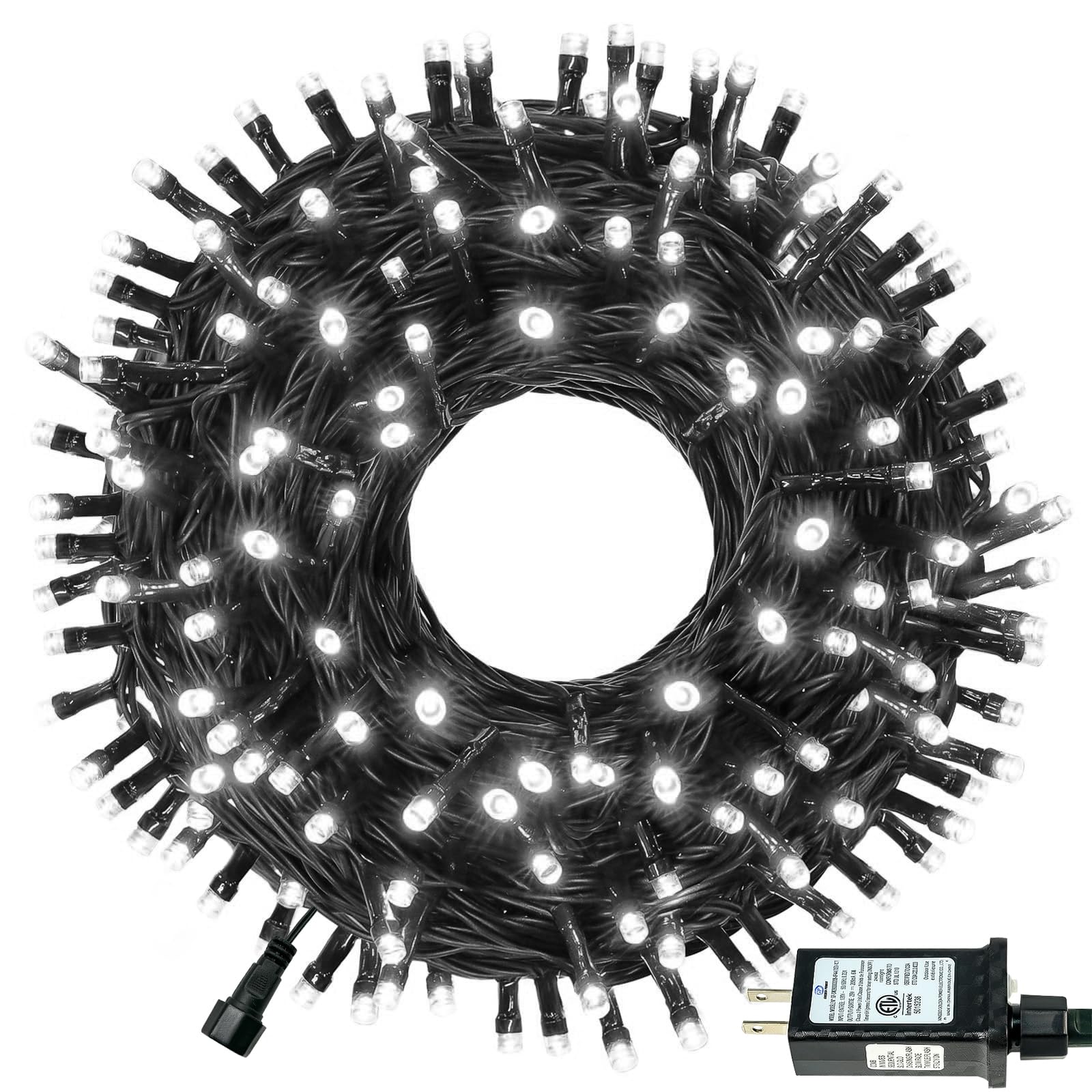Connectable 100LED 42Ft 13Modes Christmas String Lights Indoor Outdoor | Extendable Green Wire Cool White Christmas Tree Lights with Timer | Twinkle Fairy Light Plug in for Xmas Tree(Cool White)