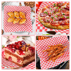 100pcs Deli Paper Sheets 12x12", Premium Food Basket Liners, Grease Resistant Wax Paper Sheets for Food, Classic Checkered Sandwich Wrapping Paper for Party, Festival and Outdoors, JIRNGLA
