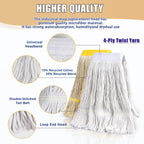 Commercial Mop Heavy Duty Industrial Mop with 2 Extra20oz Large Replacement Heads,60" Long Handle Heavy Duty Industrial Mops for Hardwood Wood Tile Vinyl - Reusable Cotton Head for Floor Cleaning
