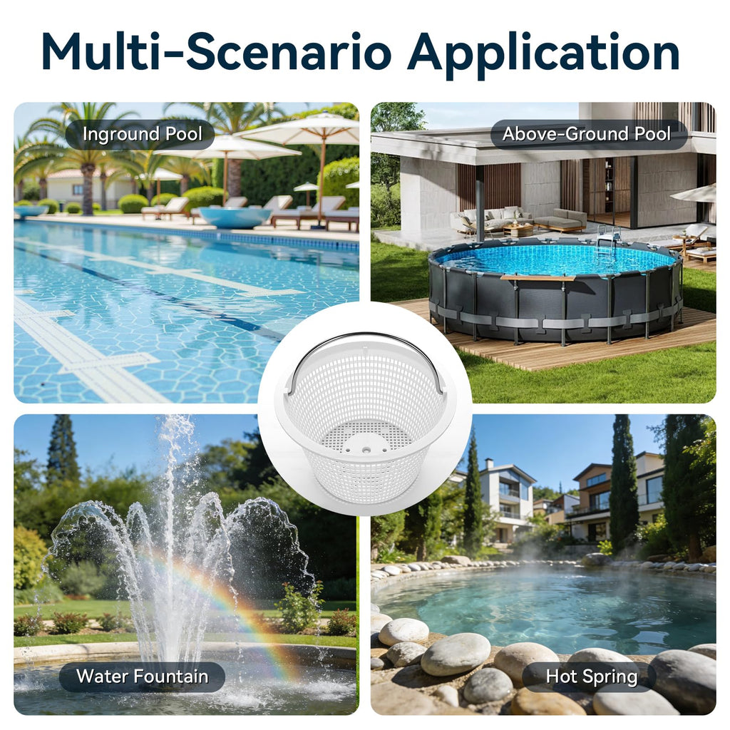 Monitok 2-Pack Weighted Pool Skimmer Basket for Inground Pools, Heavy Duty Filter Basket with 316 Stainless Steel Handle, Replacement for Hayward SP1070/SP1070E & Pentair U-3