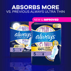 Always Ultra Thin Overnight Pads, Size 5, Extra Heavy Overnight, Unscented, 92 Count (4 Packs of 46)