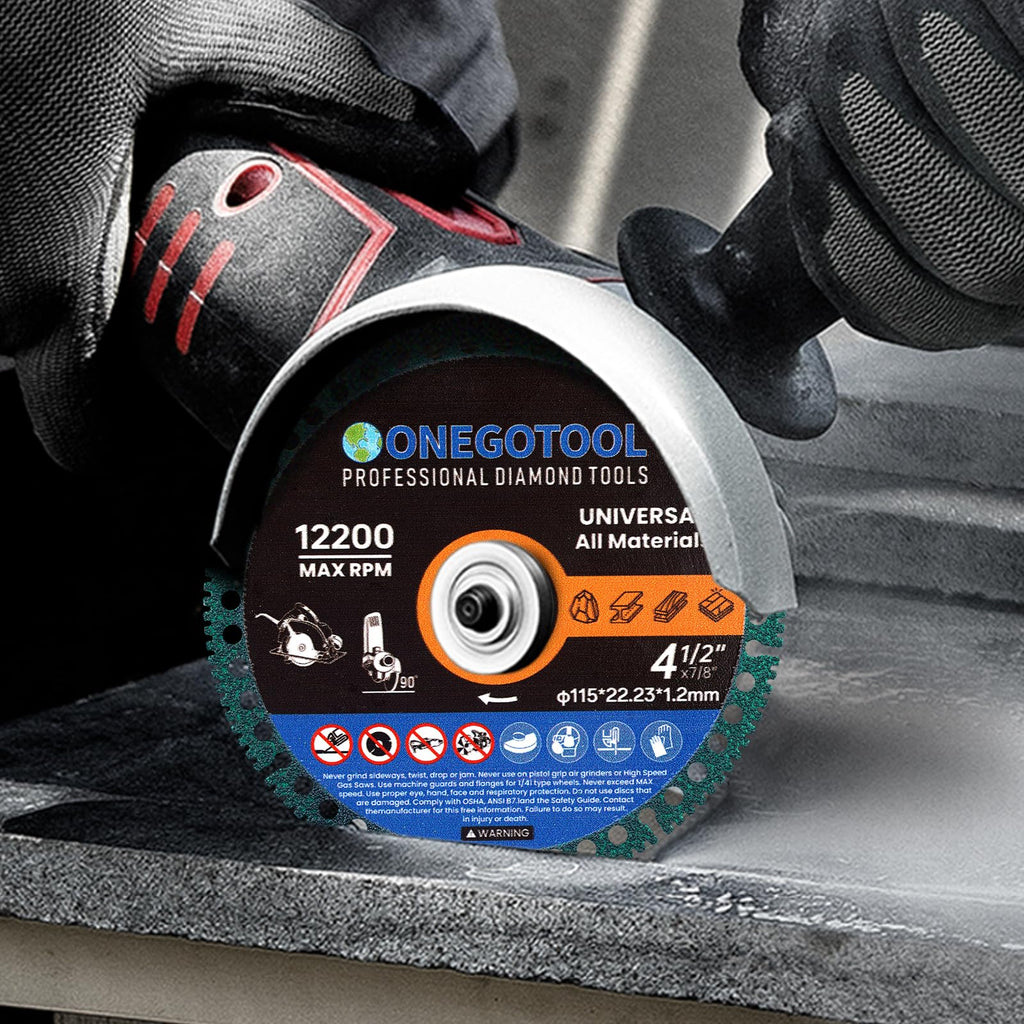 ONEGOTOOL 4-1/2 inch Indestructible Cutting Discs for Angle Grinder 7/8" Blades Cut Off Wheels Diamond Tool Metal rebar Porcelain Tile Granite Marble Smooth Cutter (10pcs)
