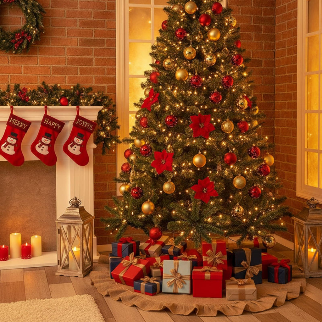 Tatuo 31 Inch Christmas Tree Skirt Decor, Ruffled Burlap Tree Skirt, Linen