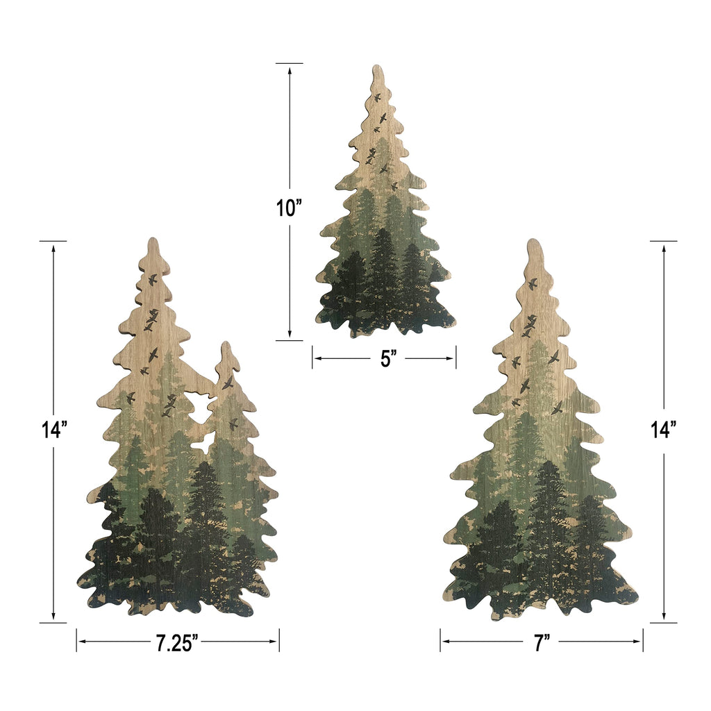 Limygus Wooden Christmas Tree Wall Decor Woodland Rustic Wooden Bushes Wall Art Hanging Decorations Set of 3