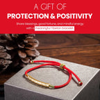 Buddha & Karma Tibetan Red String Bracelet - Handmade Buddhist Lucky Charm for Protection, Good Fortune & Positive Energy - Spiritual Bracelet for Men & Women - Adjustable Bracelets for Daily Wear - Gold