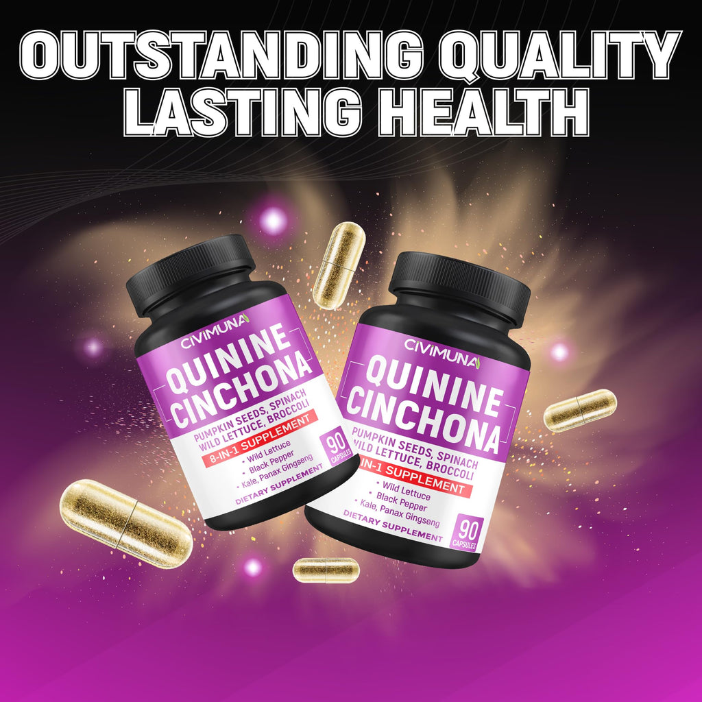 CIVIMUNA Quinine Cinchona Bark Capsules with Quinine Cinchona Bark, Pumpkin Seeds, Spinach and More - 90 Capsules for 3 Months Supply