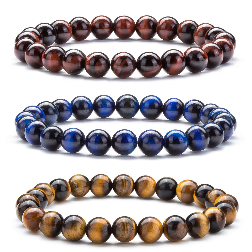 Hamoery Men Women 8mm Natural Stone Lava Rock Diffuser Bracelet