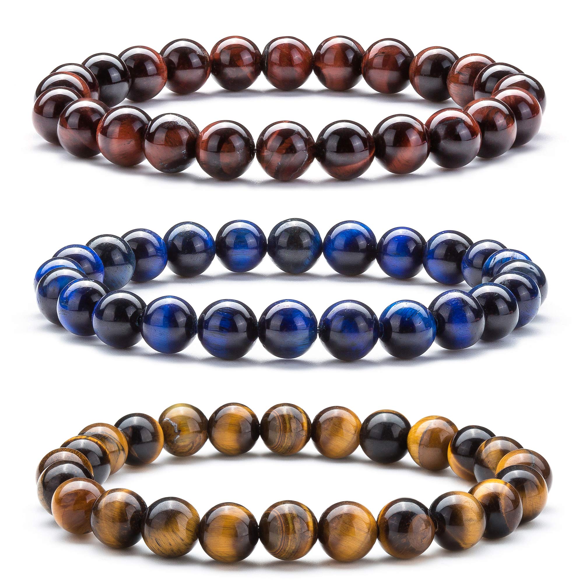 Hamoery Men Women 8mm Natural Stone Lava Rock Diffuser Bracelet